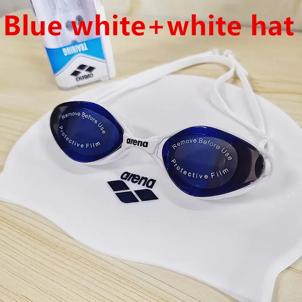 NEW Arrivals 100% Original ARENA 2PCS Set 9 Colors Professional Waterproof and Anti-Fog High-Definition Adult Swimming Goggles Silicone Swim Cap Women Men Swimming Accessories Sports Supplies