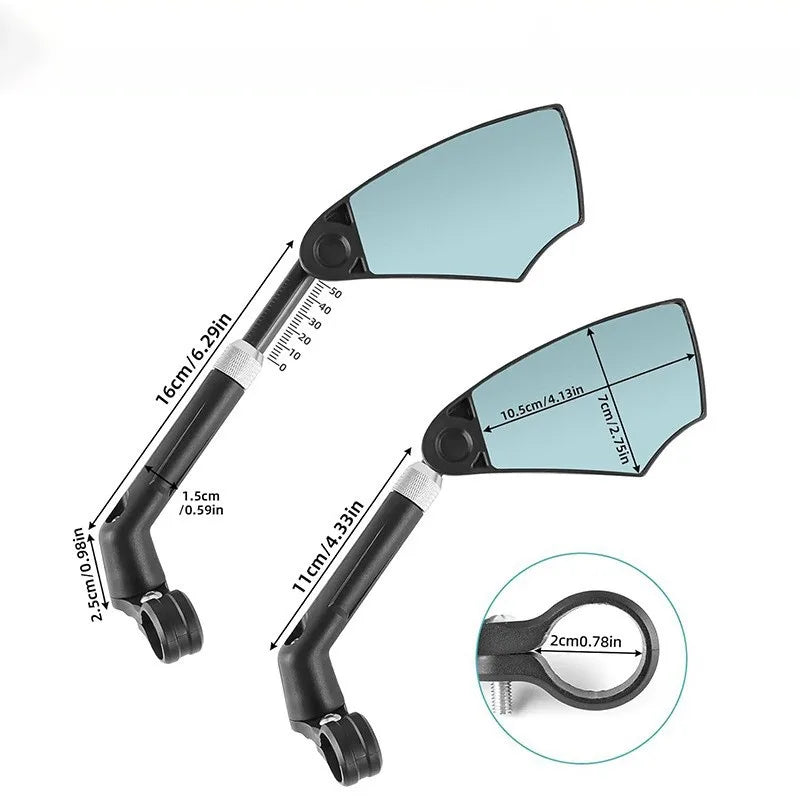 NEW Arrivals 1PCS Right Left Bike Rear View Mirror Reflector Adjustable Rotatable Handlebar Mirror Clear Rearview Electric Scooter Cycling Bicycle Accessories