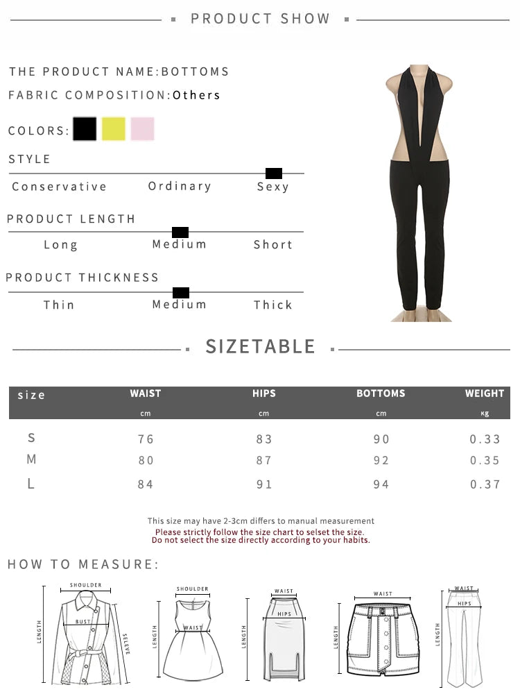 NEW Arrivals Pink/Yellow/Black Color UK Size Sexy Hot Irregular Hollow Sexy Jumpsuits Women Bandage Halter Deep V-Neck Backless Skinny Stretch Hot Girls Hipster Streetwear