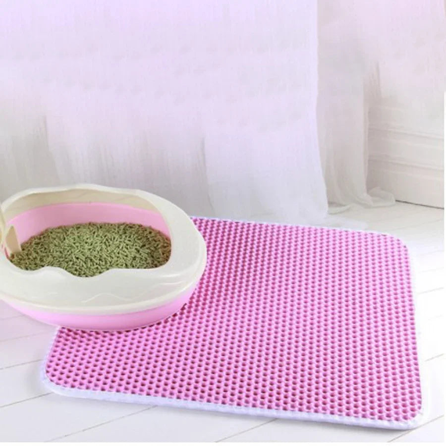 NEW Arrivals S-XL( 60X90CM) 6 Colors Cat Litter Mat Waterproof Urine Proof Kitty Litter Mat Honeycomb Double Layer Litter Box Mat Skidproof Soft EVA Cat Litter Mat Pets Hygiene Supplies