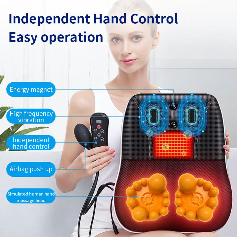 Electric Shiatsu Head Neck Cervical Transaction Body Massager Car Back Pillow with Heating Vibrating Massage Device