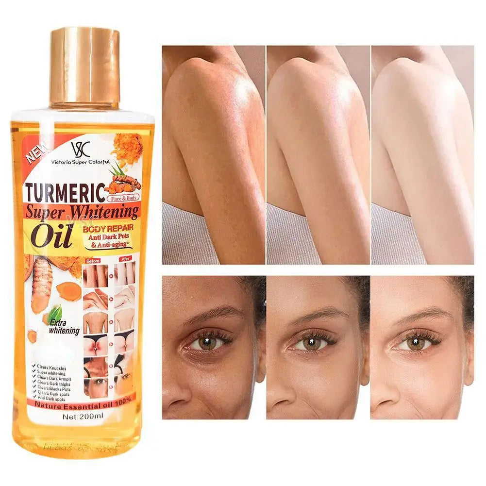 NEW Arrivals 5pcs-200ML Korean Turmeric Essential Oil with For Skin Massage, Body Massage, Aromatherapy Hair Face Care Anti Wrinkle Remove Dark Spots Korean Skin Care Products