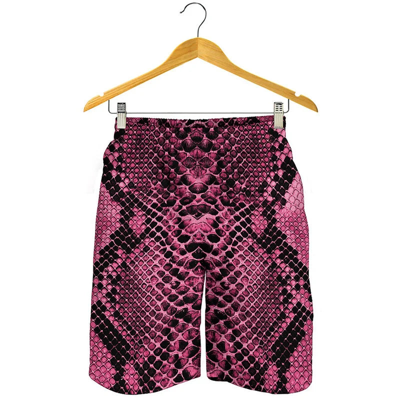 NEW Arrivals Men Summer Snakeskin Beach Shorts For Men Personality Animal 3D Swim Trunks Summer Board Shorts Loose Short Pants Streetwear Men Fashion Casual Apparel Accessories