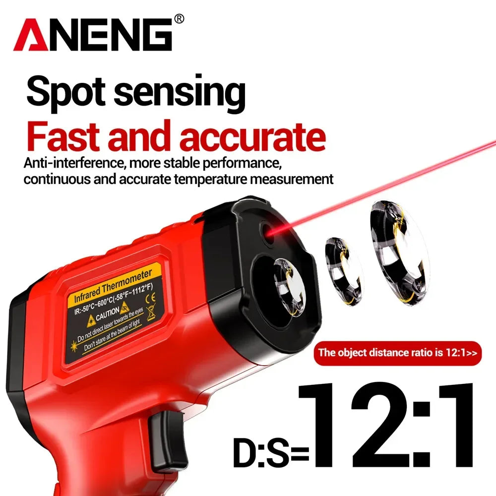 NEW TH202 Infrared Black/Red Color Thermometer Non-Contact -50~600℃ Digital Laser Temperature Meter LCD display Pyrometer Point Gun Tester