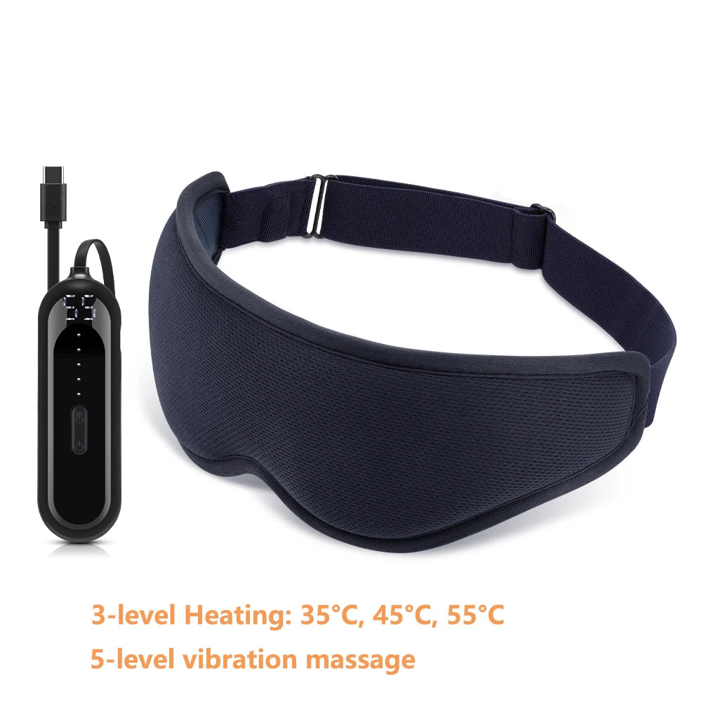 NEW Arrivals Hot Compress Heated Eye Mask USB 6 Vibration Massage Dry Eyes Relief Heated Steam Eye Mask with Remote Control For Sleeping Aid Relaxing Dark Circles Pain Stress Relief
