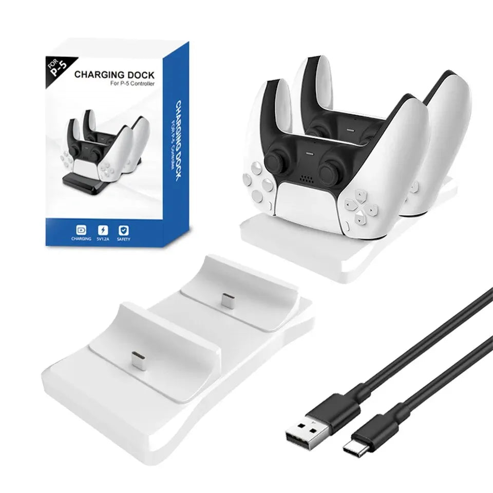 NEW Arrivals PS 5 Dual Controller Charging Stand for Playstation 5 Controller Charger Station PS5 with Fast Charging AC Adapter 5V 2A