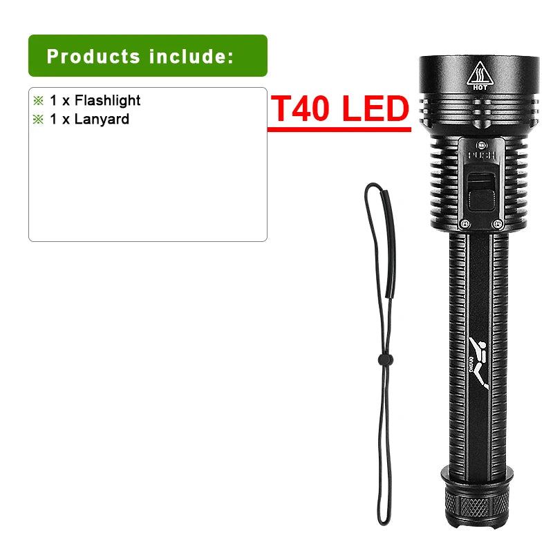 NEW Arrivals Top Quality 600000LM LED Scuba Dive Flashlight Super Bright Professional Diving 500M Underwater Lantern IPX8 Waterproof Fishing Flash Light Water Sports Supplies