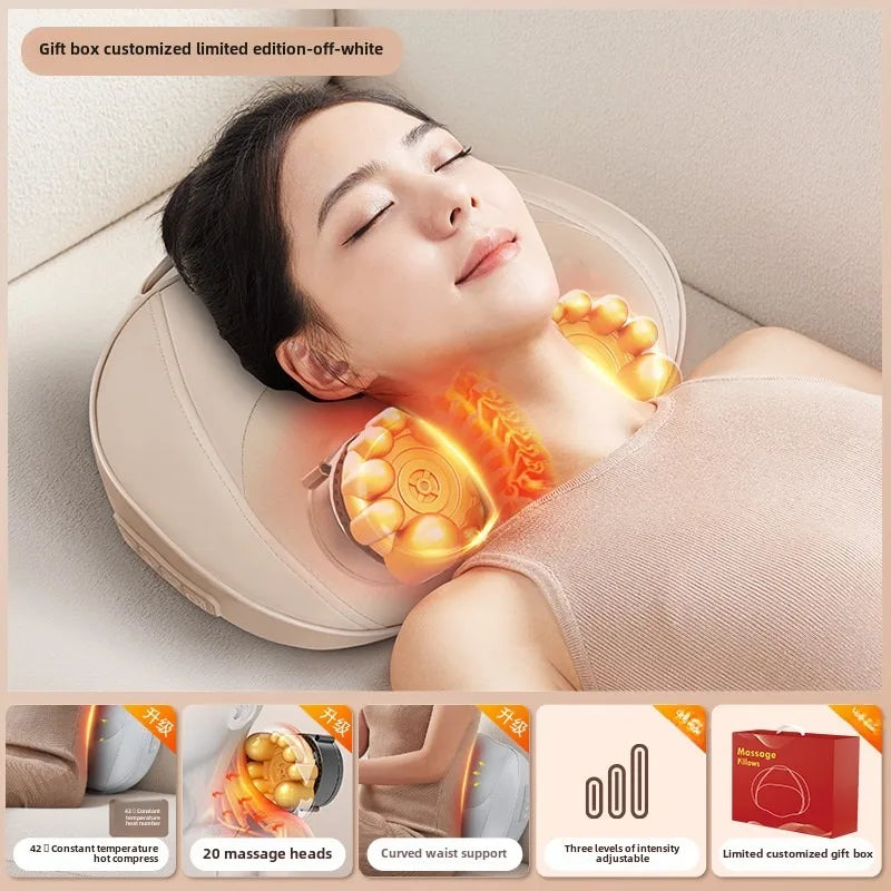 NEW Arrivals UK Plug Exclusive Sales Electric Shiatsu Head Neck Cervical Body Massager Car Back Pillow with Heating High Quality Massage Device Health Care Supplies