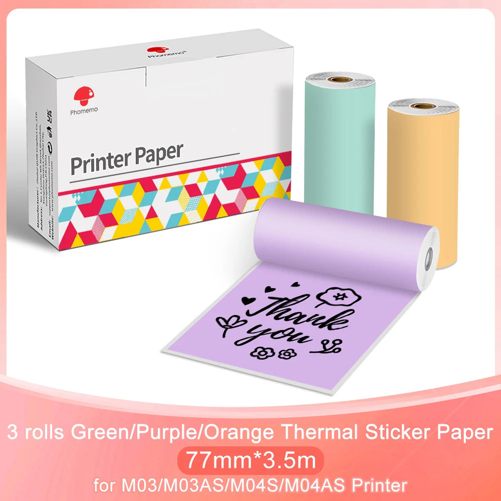 NEW Arrivals 3 Rolls Set Original PHOMEMO Adhesive Transparent Thermal Paper Clear Adhesive Thermal Sticker Paper for M04S/M04AS Bluetooth Printer 110mmx3.5m