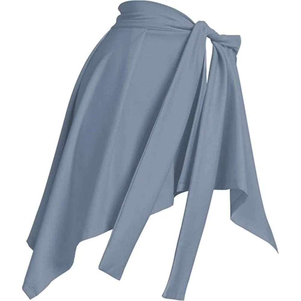 NEW Arrivals 4 Colors Women Solid Color Yoga Tennis Up Skirt Athletic Workout Running Tie Up Wrap Skirts Hip Covering Asymmetrical Scarf Female Sports Fashion Clothing Supplies