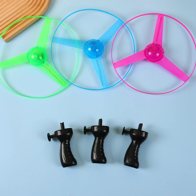 NEW Luminous Flying Disc Propeller Toys for Children Adults LED Lighting Pull String Flying UFO Toy Spinning Top Outdoor Game Sports Toy Gift
