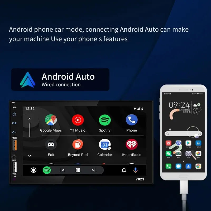 Acodo Dual USB 7 Inch Capacitive Screen Full Touch HD Car MP5 Player USB Bluetooth TF Card Touch Screen