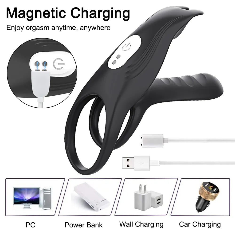 Vibrating Cockring Couple Vibrator with Dual Motor Wireless Cock Penis Ring Adult Sexy Toys For Men Delay Ejaculation Penisring