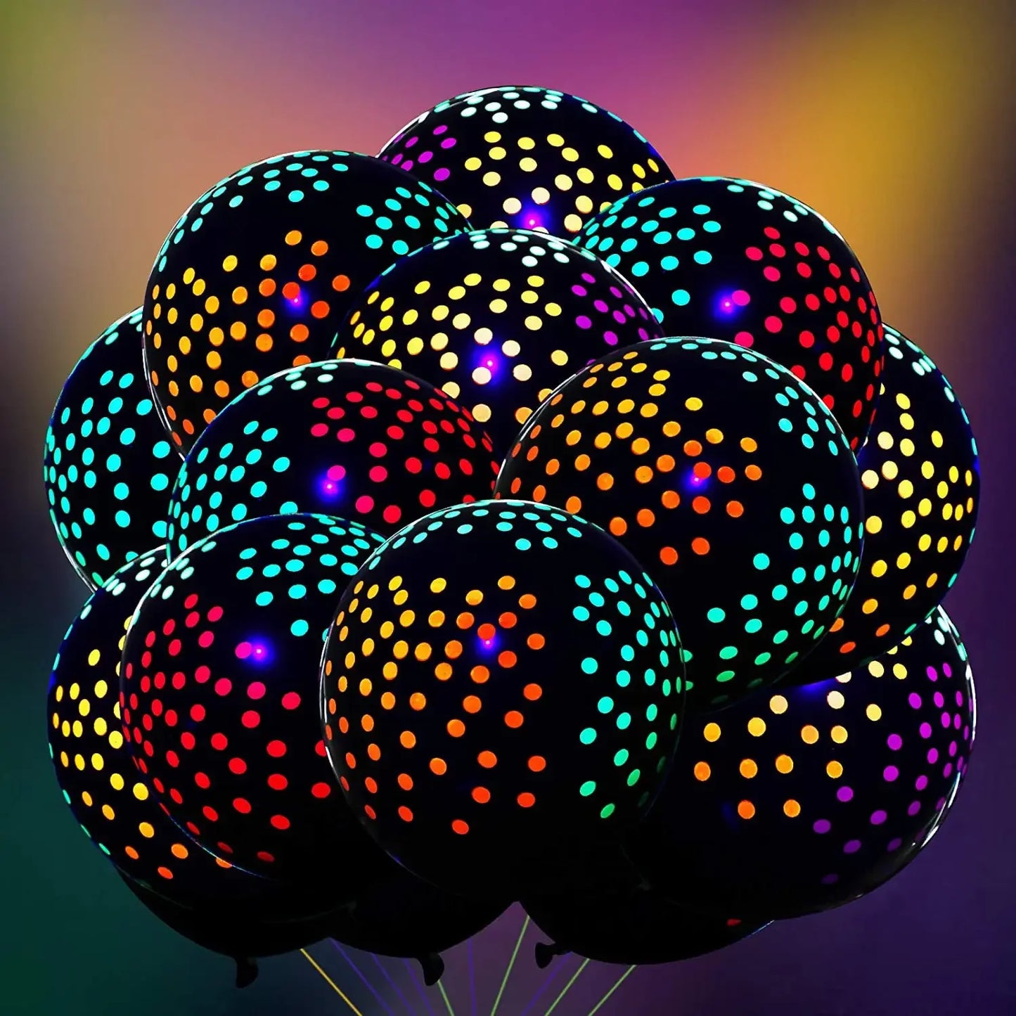 NEW 60PCS Set Happy Birthday Wedding Fluorescent Balloons Glow In The Dark Luminous Dots Latex Balloon For Birthday Wedding Party Decoration Gifts and Toys