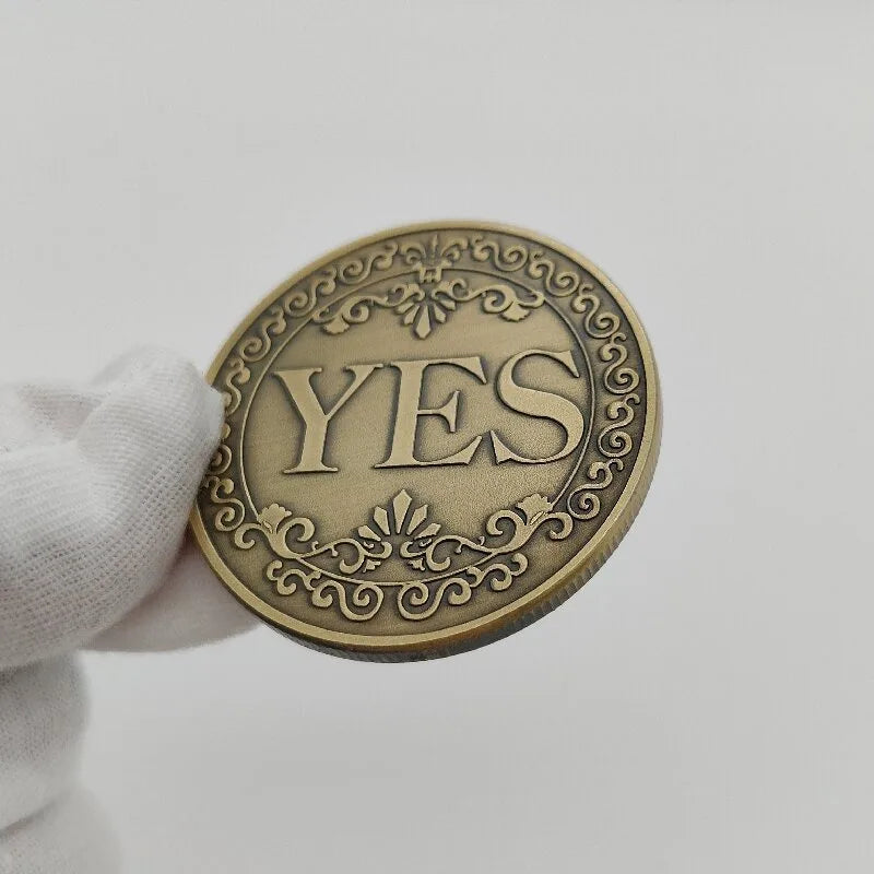 NEW 1PC Bronze Yes or No Commemorative Coin Souvenir Non-Currency Coins Game Prop Challenge Coins Collection Decoration Crafts