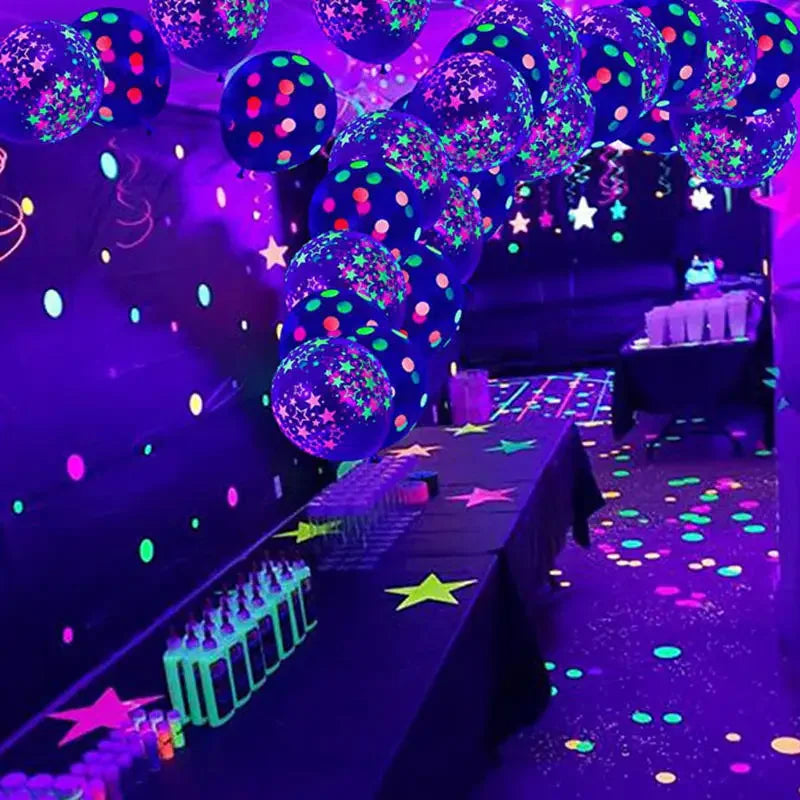 NEW 60PCS Set Happy Birthday Wedding Fluorescent Balloons Glow In The Dark Luminous Dots Latex Balloon For Birthday Wedding Party Decoration Gifts and Toys