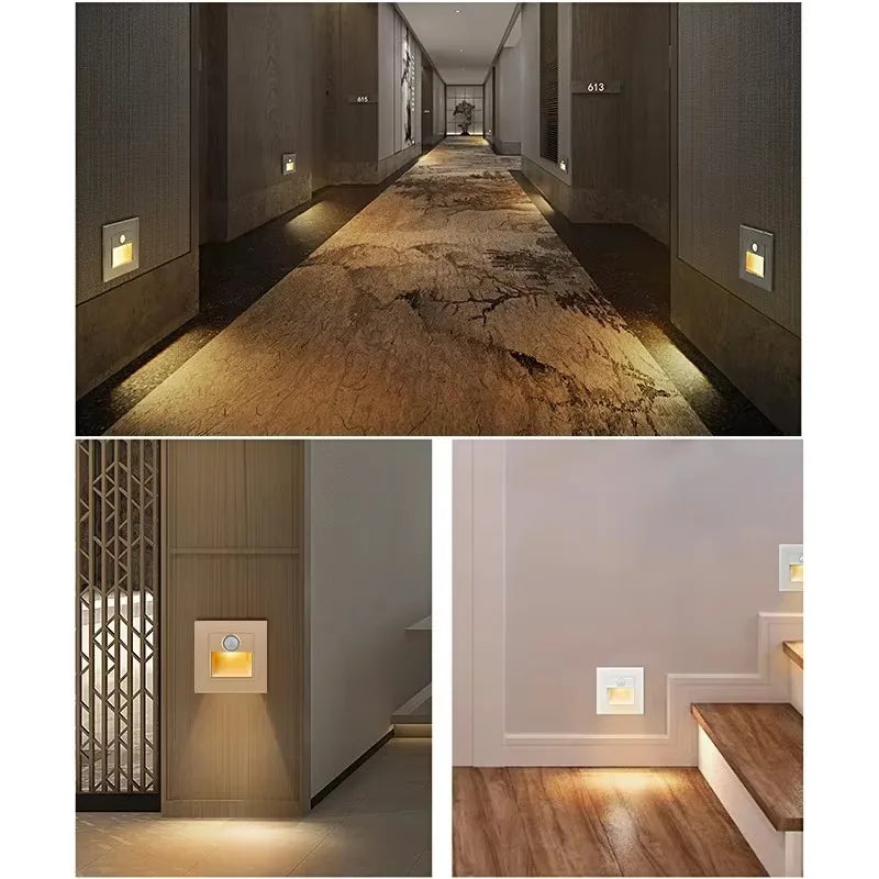 NEW Arrivals 10PCS Set Motion Sensor Light AC110V-240V Infrared Human Body Induction Night Footlight LED PIR Sensor Stairway Corridor Foyer Lighting