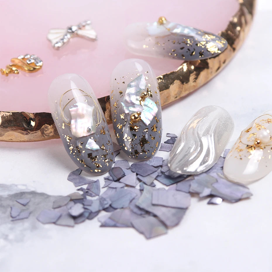 Irregular Abalone Shell Natural Rhinestone 3D Gradient Broken Shell Flakes Marble Stone Mica Slice Gem Nail Art Decoration SAYM