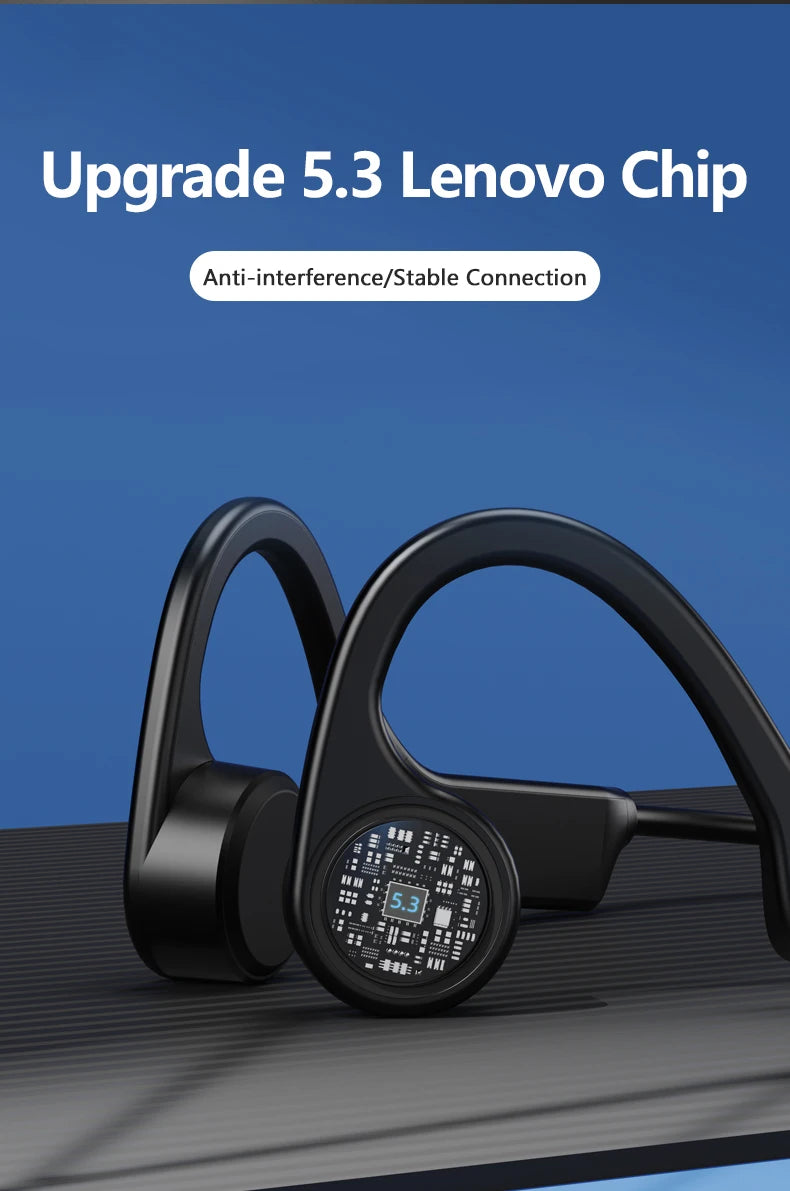 Original Lenovo X4 Bone Conduction Bluetooth Headphone Sports Swimming Diving Earphone Waterproof Wireless Headset with Microphone Ear Hook TWS Bass Hi-Fi Stereo Sound
