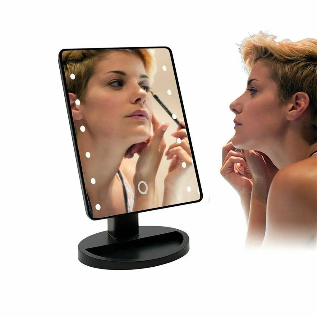 Lighted Makeup Mirror Use Battery And USB Rechargeable Dual-use 16LED Beauty Mirror Portable Touch Screen Dimming Vanity Mirror