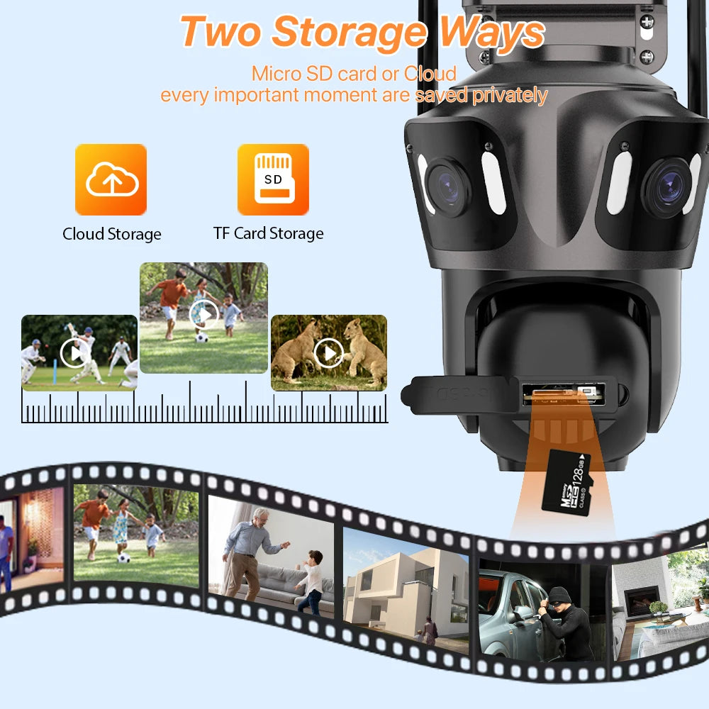 NEW 15MP HD 3 Screen WI-FI IP 2 Ways Voice Intercom Camera Outdoor 4K Dual Lens Camera Ai Human Detection Waterproof CCTV Video Security Camera Home Office Factory Security Systems