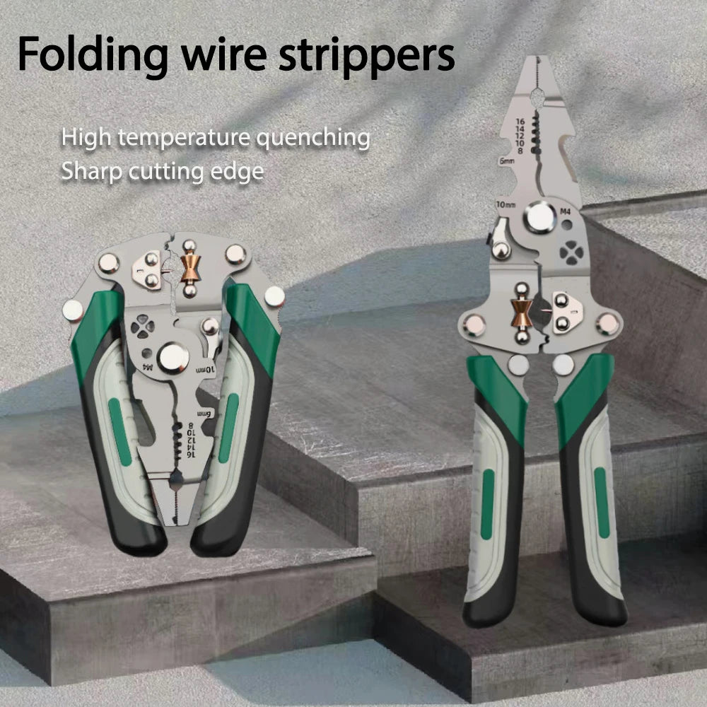 NEW Arrivals Foldable Wire Stripper, Pulley Design Multi-Function Electrician Wire Splitter Wire Winding Pliers Crimping Pliers Hand Tool