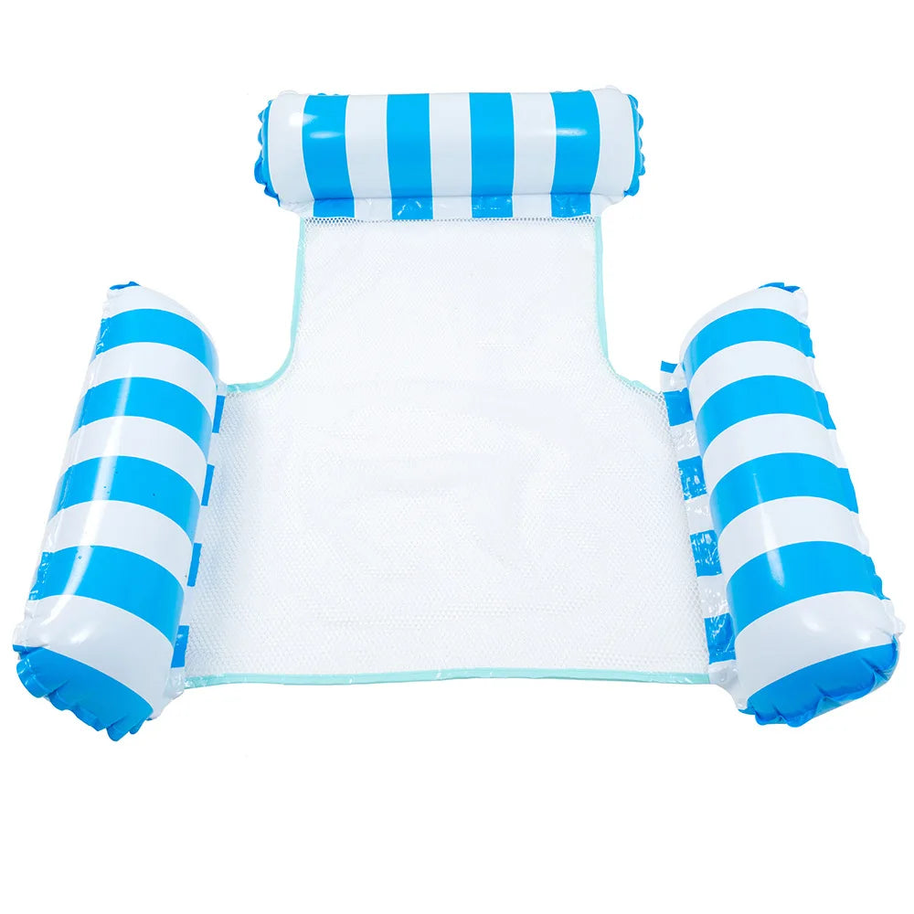 NEW Arrivals 2PCS Set 10 Colors/Styles Summer Pool Float Mat - Striped Inflatable Lounge Chair & Hammock for Adults Kids Water Sports Toys Home Swimming Pool Beach Inflatable Mattress