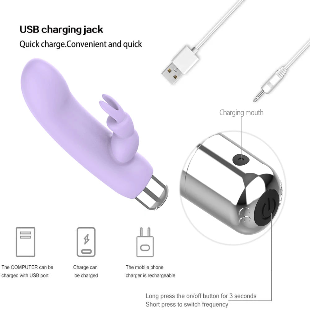 Mini Rabbit Bullet G Spot Vibrator Sex Toys AV Stick Adult Female Masturbator Clitoris Stimulator Nipple Licking Massager Dildo