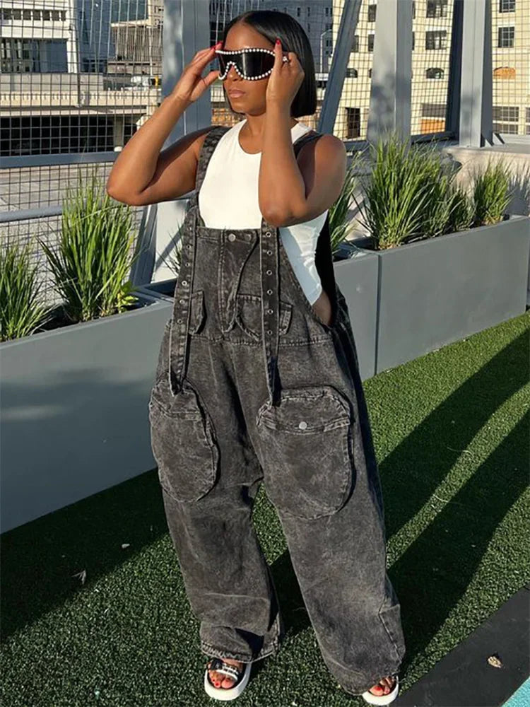 Wmstar Denim Jumpsuit Women Clothing Romper Slip Corset Sexy Casual New In Summer Fashion Pockets Pants Wholesale Dropshipping