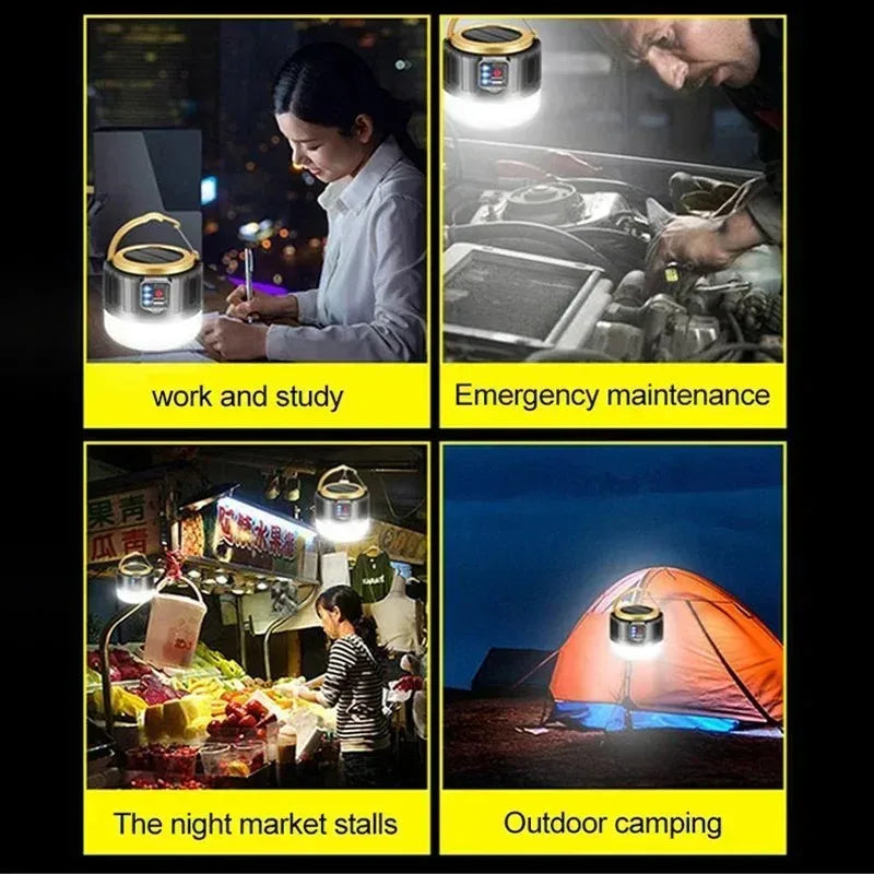 NEW Arrivals 2PCS Set Solar Camping Light IPX5 Waterproof Outdoor Light Remote Control Power Bank LED Tent Lamp Portable Durable Camping Gear