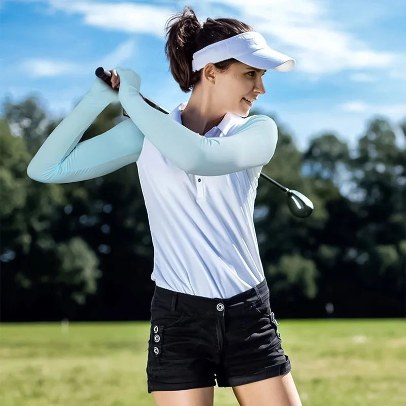 NEW Arrivals 5 Colors Summer Shawl Ice Long Sleeve Breathable Sun Protection Sunscreen Outdoor Sports Quick Drying Oversleeve Top Women Sports Clothing Supplies