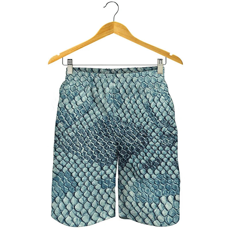 NEW Arrivals Men Summer Snakeskin Beach Shorts For Men Personality Animal 3D Swim Trunks Summer Board Shorts Loose Short Pants Streetwear Men Fashion Casual Apparel Accessories