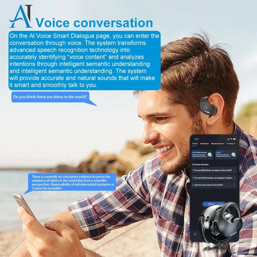 NEW Arrivals Portable Ai Translator Headphones 144 Languages Real Time Translation Bluetooth 5.3 headset Wireless Earbuds for Business Study Abroad Travel Sports Earbuds