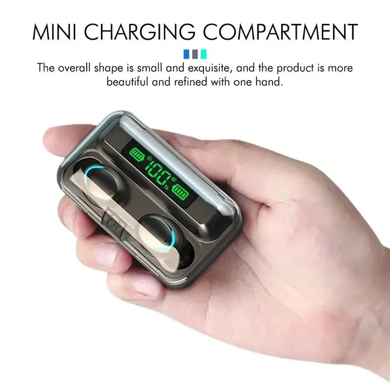 NEW Arrivals F9 Wireless Bluetooth Headphones TWS Waterproof Earbuds Earphones Digital Display Headset Large Capacity Charging Case