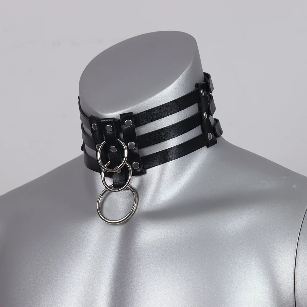 PU Leather Men Harness Handcuffs Gay Fetish Clubwear Costume Erotic Collar Festival Rave Wear Accessories Gothic Punk Bracelet