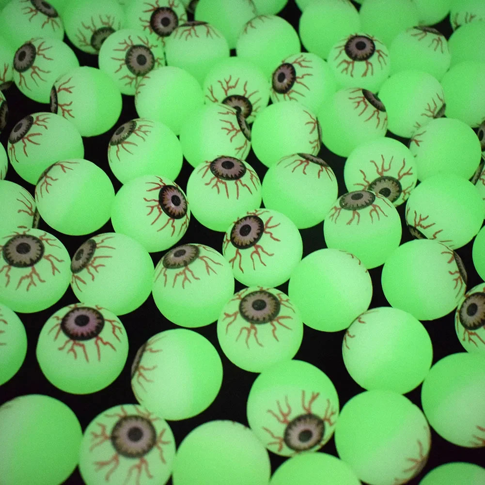 10/20/30pcs Luminous Glow in The Dark Eyeball 32MM Bouncy Ball Halloween Supplies Toys Horror Scary Ball Toys Gift Fake Eyeballs