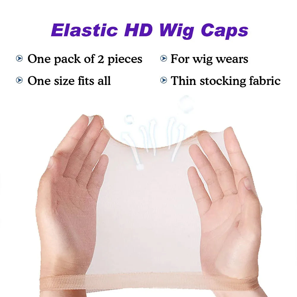 12pcs(6 Packs) Ultra Thin Invisible HD Wig Cap for Lace Front Wigs - Sheer Nylon Stocking Cap Bulk for Women