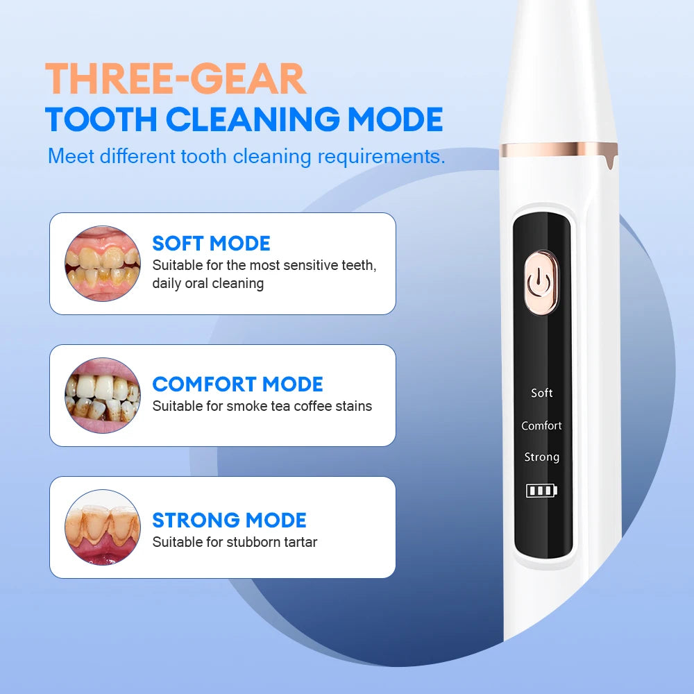 Ultrasonic Dental Scaler Oral Care Tartar Removal Calculus Remover Tooth Stain Cleaner LED Light Tooth Whitening Tools Household