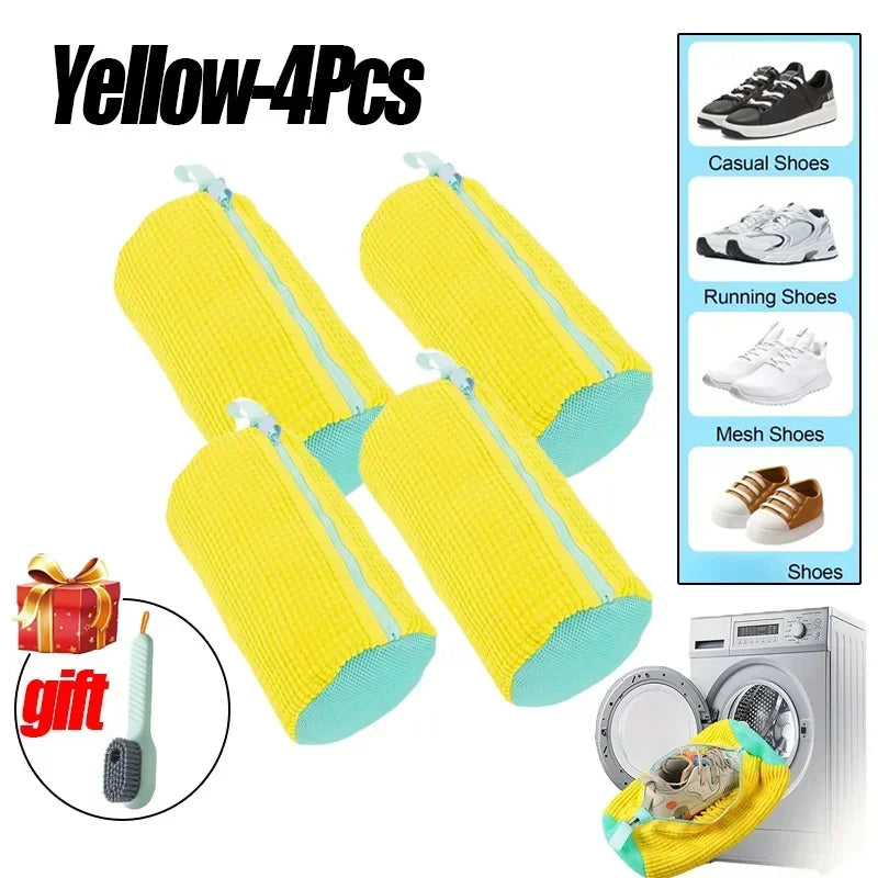 NEW 4pcs Set 3 Colors Laundry Bag Shoe Washing Net Washing Bag Padded Net Laundry Shoes Household Machine Washing Shoes Bags Drying Bags