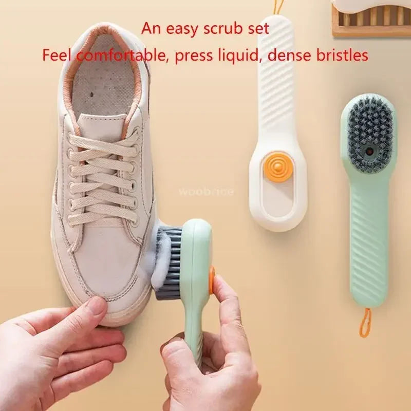 NEW Arrivals 4PCS Set Green/White Fashion Multifunction Shoes Sport Sneakers Boots Brush Soft Bristled Liquid Filled Up Wash Shoe Cleaning House Accessories Clean Kitchen Tools