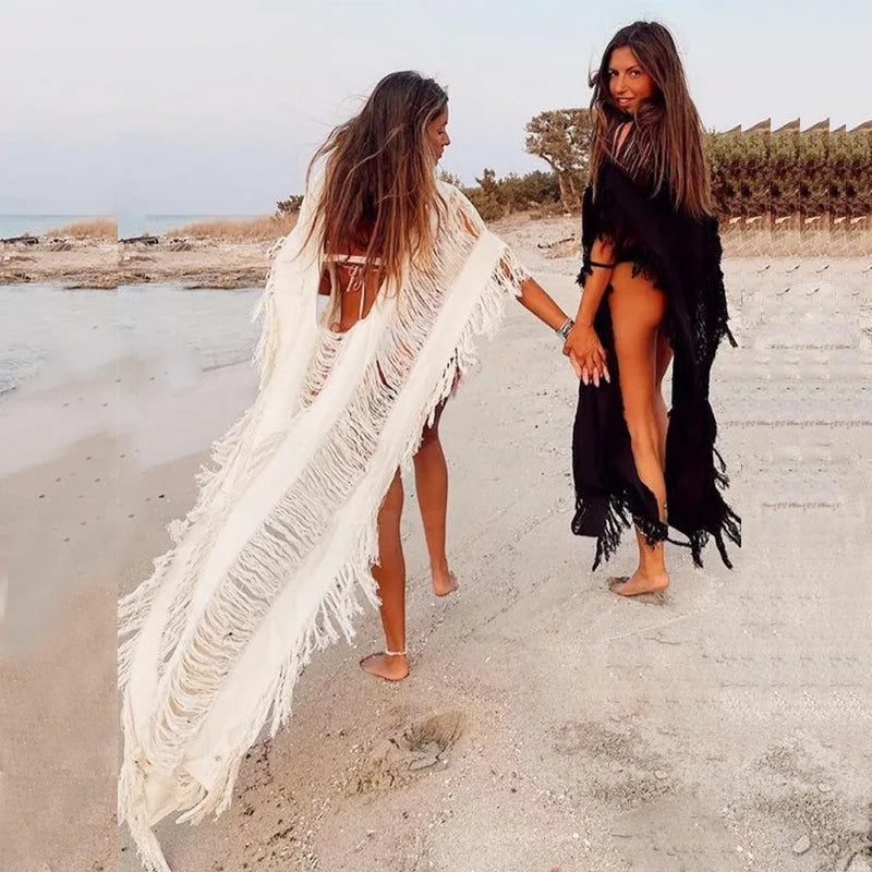 New Arrivals 8 Colors Bohemian Classics Women Sexy Kaftan Retro V-Neck Long Sleeve Dress Large Size Women Clothes Summer Beach Wear Swim Suit Cover Up Ladies Girls Bathing Wear Dress