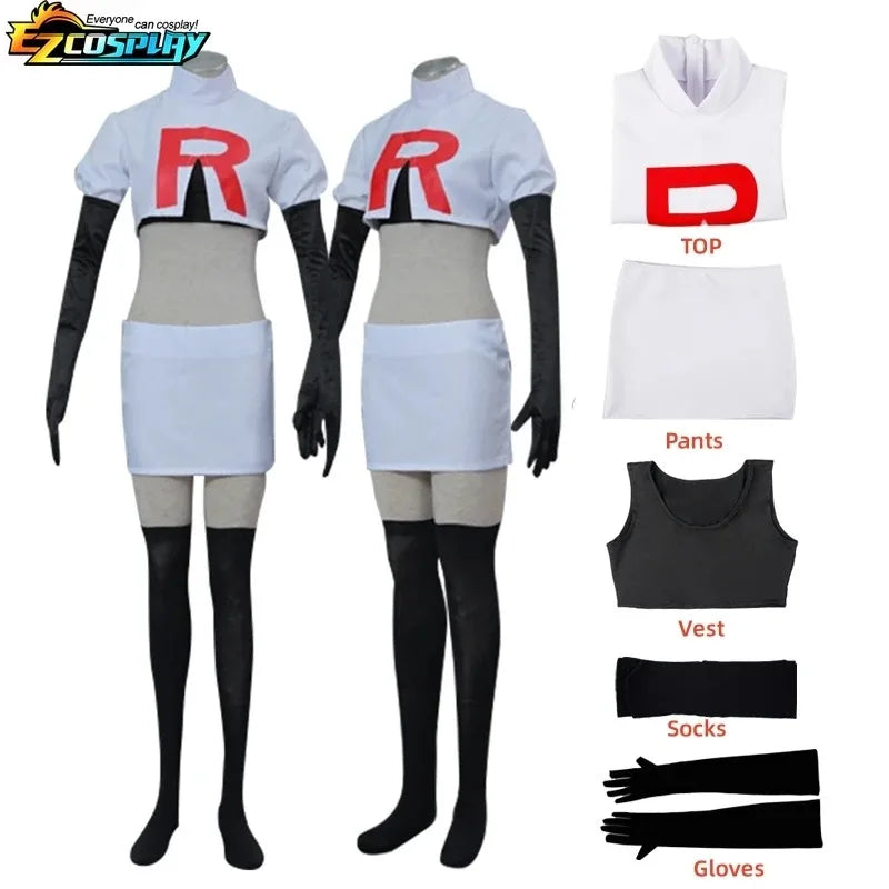 Anime Halloween Japan South Korea Cosplay Costume for Adult Team Rocket Jessie Musashi James Kojirou Halloween Cosplay Costume Full Set Costume