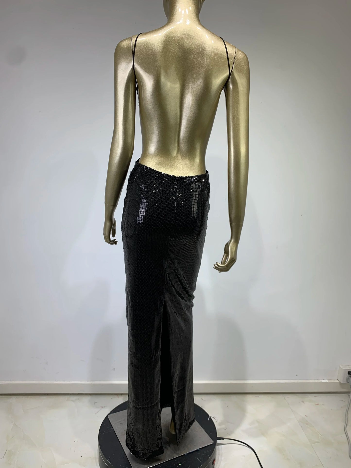 BRAND NEW UK Size Sexy Luxury Black Silk Maxi Dress Women Spring Summer Backless Halter Mesh Sequins Long Silk Gowns Dress Red Carpet Celebrity Wedding Guest Evening Party Club Dress