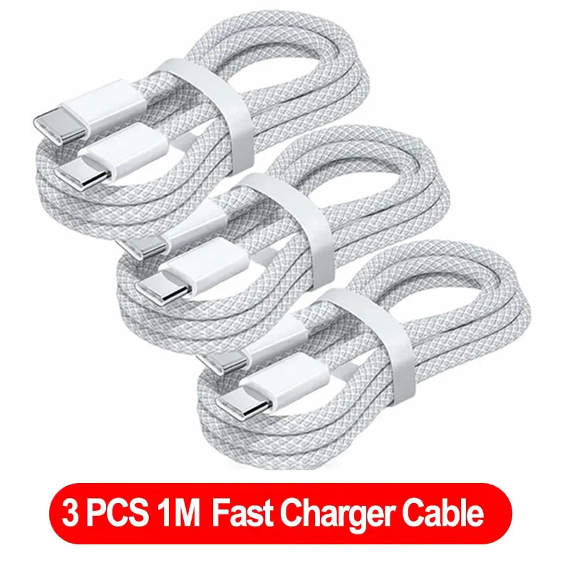 NEW Arrivals 3PCS Set USB C Cable to USB C 100W Fast Charging Charger Cable Supports Fast Charging For iPhone 16 15 Samsung Xiaomi Huawei Mobile Phones Accessories Electronic Supplies