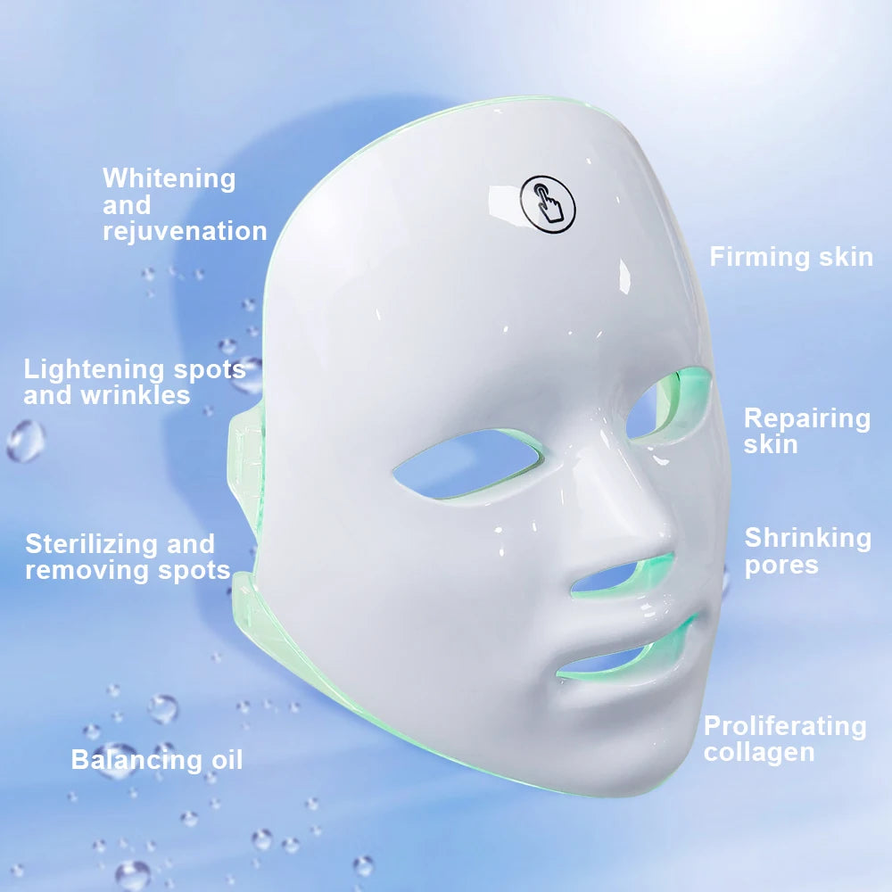 NEW Arrivals 7 Colors LED Facial Mask Photon Therapy Face Skin Care Mask Anti Acne Therapy Skin Rejuvenation Wrinkle Removal Face Beauty Mask Ladies Home Beauty Salon SPA Accessories