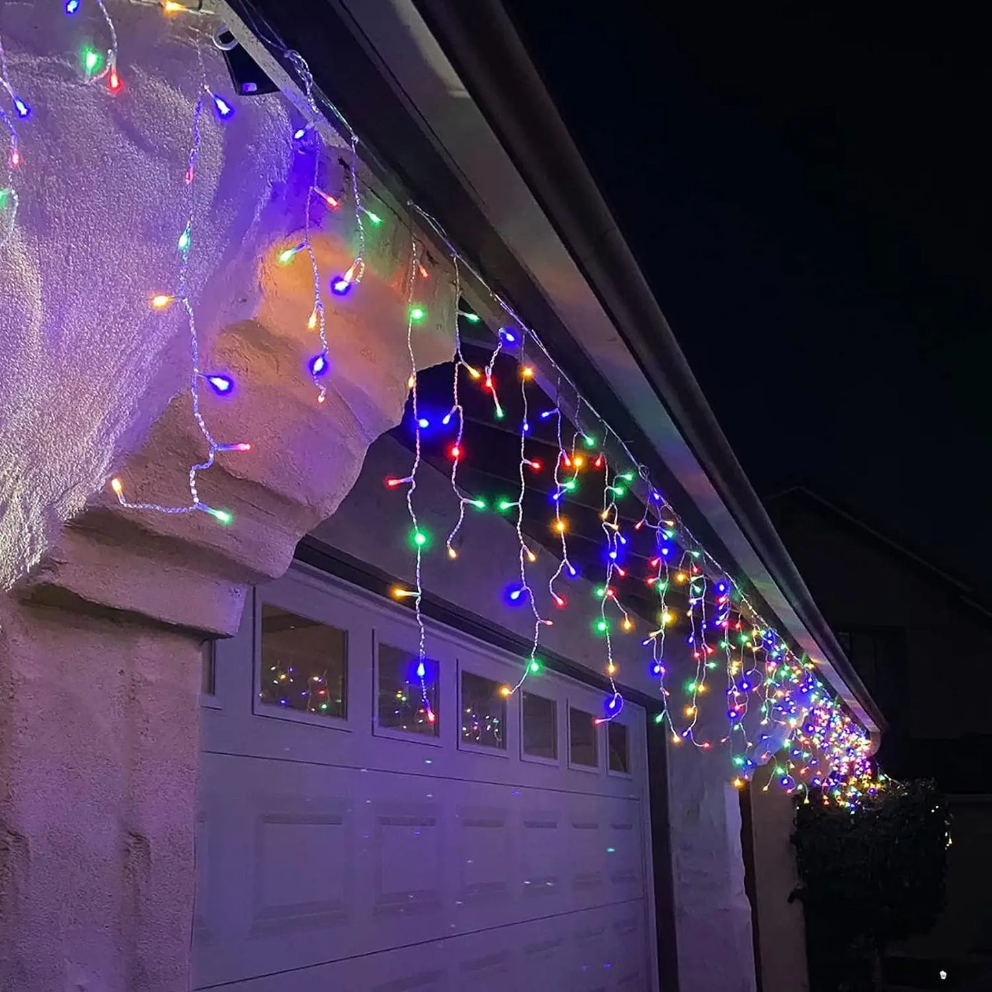 NEW 5-8PCS Set RGB-Warm White-White Led Icicle String Lights 4M Street Garland On The House 8 Modes Christmas Lights Outdoor For New Year Christmas Decoration Home Outdoor Holiday Lighting Supplies