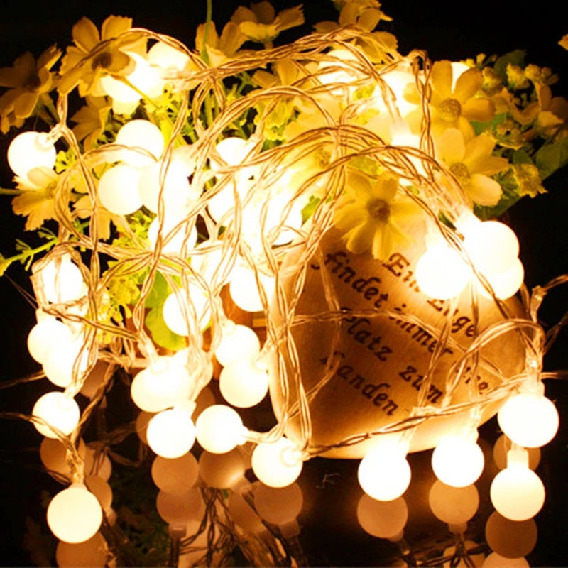 10-12M USB/Battery Power Ball LED String Lights Garland Lights Outdoor Lamp Wedding Garden Fairy Lights Christmas Decoration