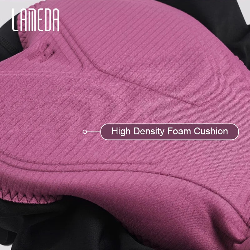 Original LAMEDA Summer Women Professional Cycling Bib Shorts 3D Padded MTB Bicycle Shorts with Shoulder Straps Bike Biking Bib Shorts Pants Quick-Dry Women Cyclist Clothing Supplies