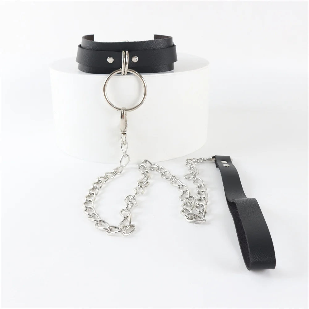 Gothic Harness Women Collar Chain Punk Rock Gothic Choker Sexy PU Leather Fetish Spike Collar Choker Necklace Cosplay Accessorie