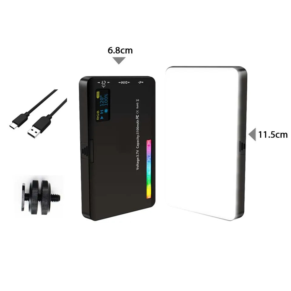 NEW Arrivals RGB LED Video Light Photography Fill Camera Lighting Panel CRI95+ 2500-9000K LCD Display Cold Shoe For Vlog Live Streaming DSLR